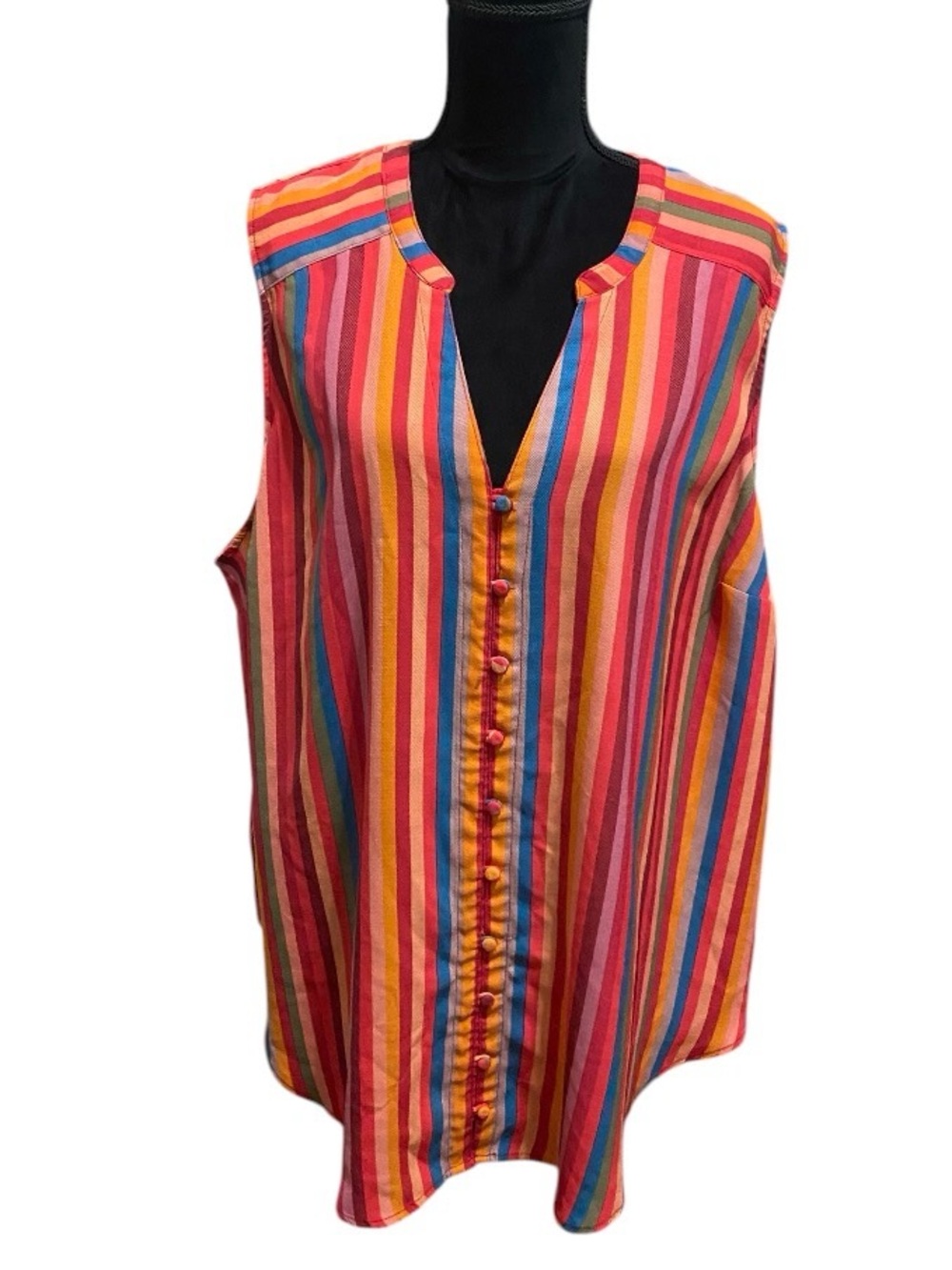 torrid Multicolor Striped Sleeveless Button-Front Top